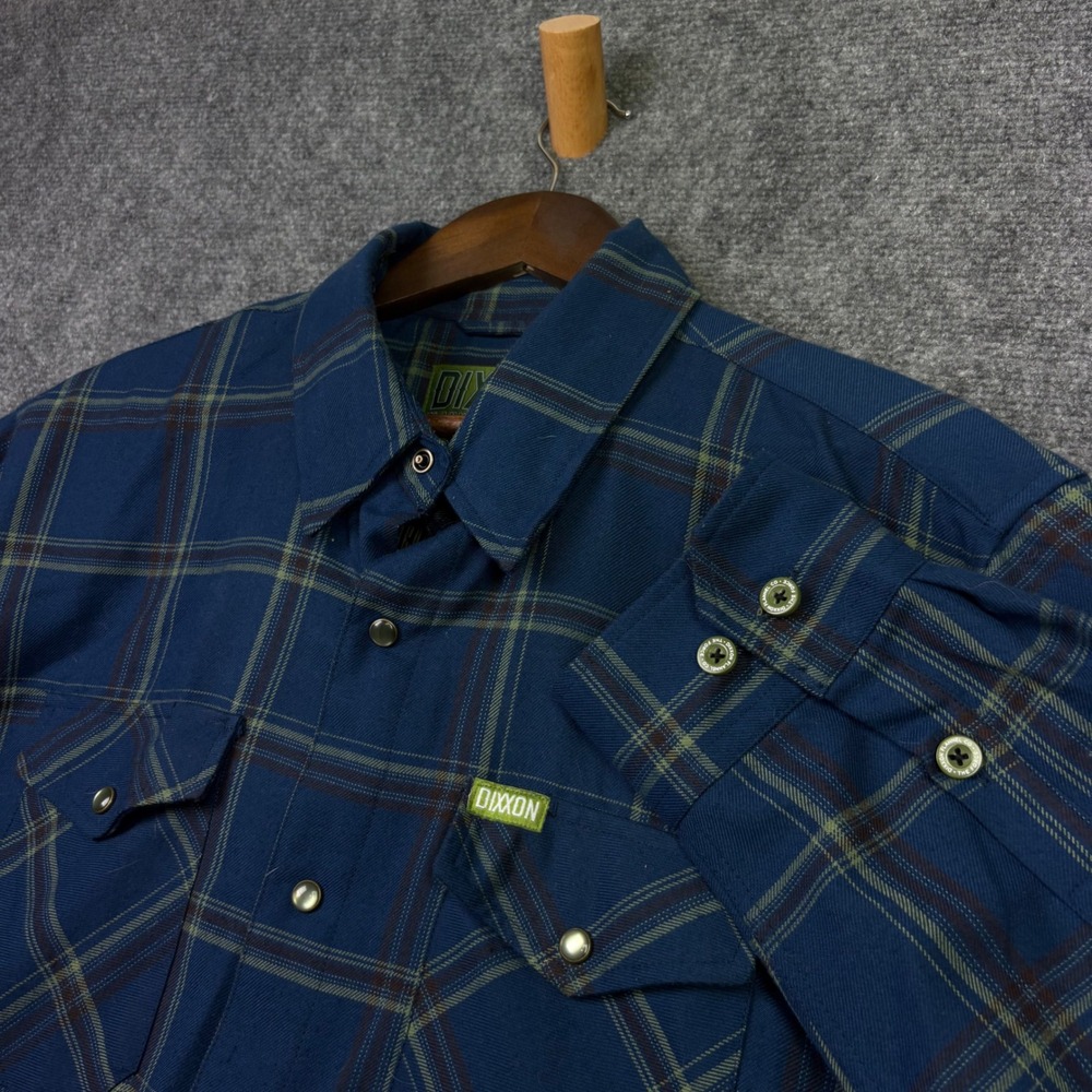 Dixxon Flannel The Force Mens XLT Blue Plaid D-Tech Snap Front Long Sleeve Shirt